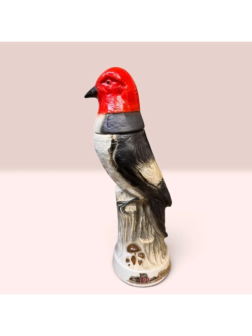 1969 Porcelain Jim Beam Red Headed Wood Pecker Collectors Decanter